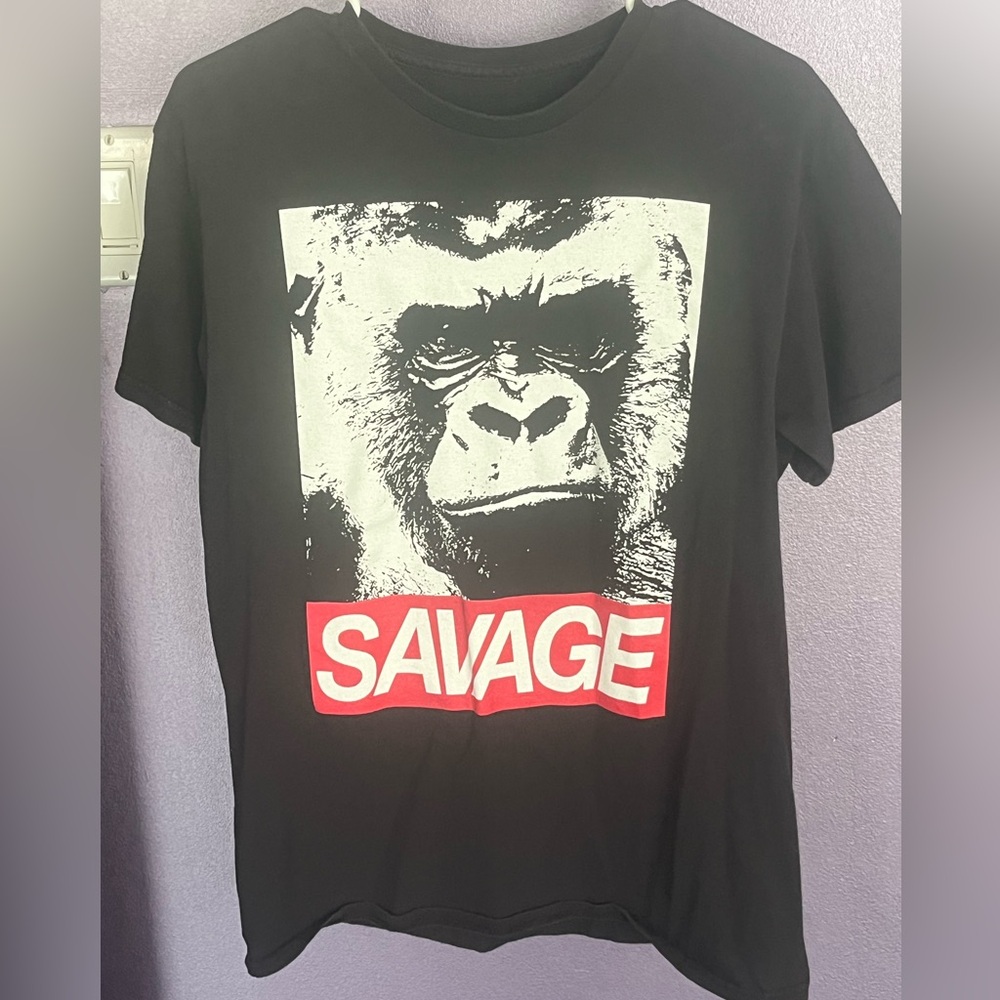 Mens savage gorilla graphic vintage mens T shirt short sleeve tee gym workout